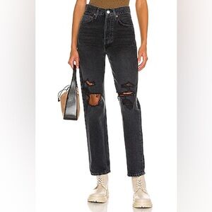 Agolde 90s Mid Rise Loose jeans in Vagabond black size 24 distressed